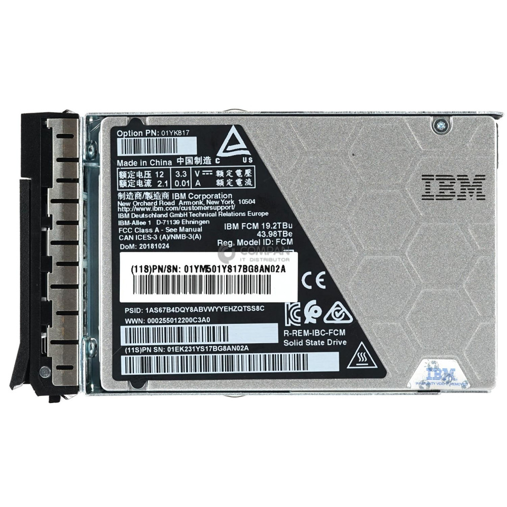 01YM584 IBM 19.2 TBU 43.98 TBE 2.5" SFF NVME FCM 1.0 DRIVE 01YK817
